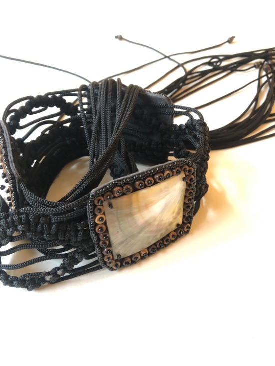 NWOT Embellished Abalone & Macrame Belt main image 15